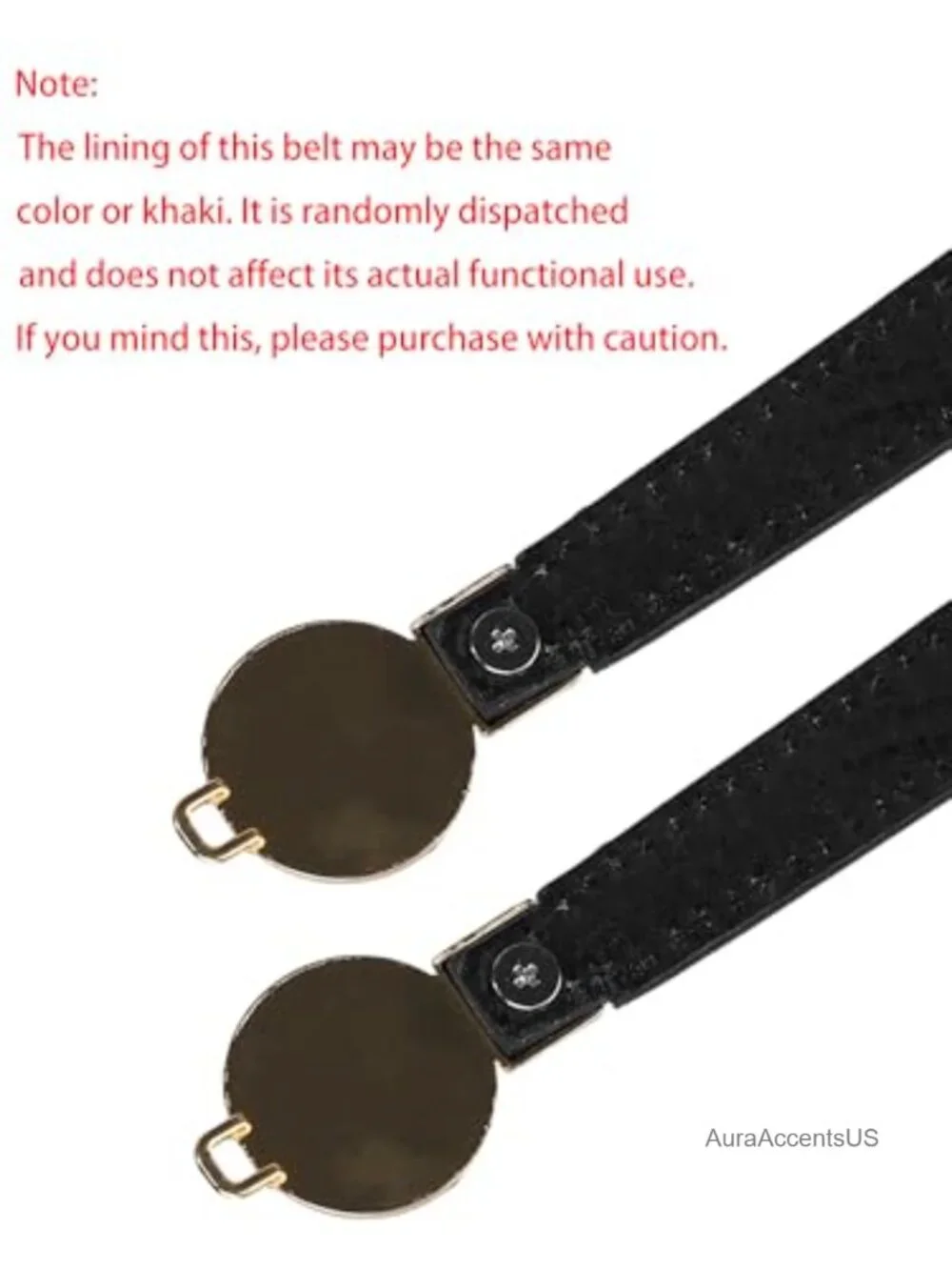Skinny Stretchy Faux Leather Belt with Gold Pearl Buckle